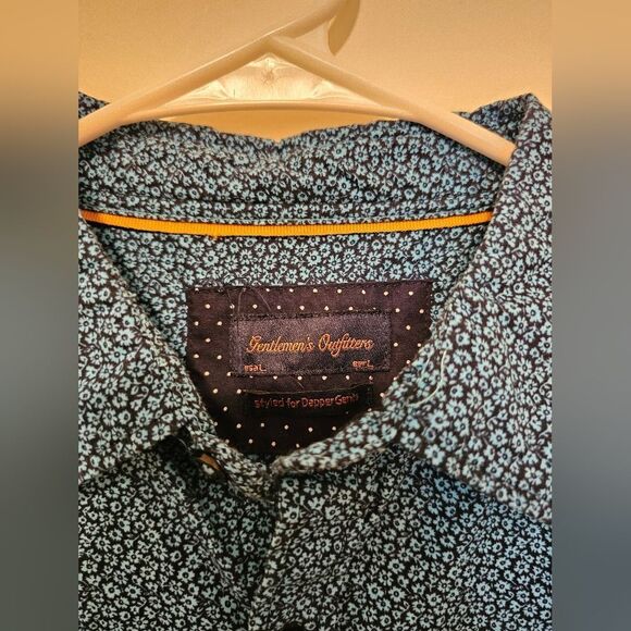 Gentlemens Outfitters Blue Flower Pring Button Down Long Sleeve Large - Picture 2 of 5